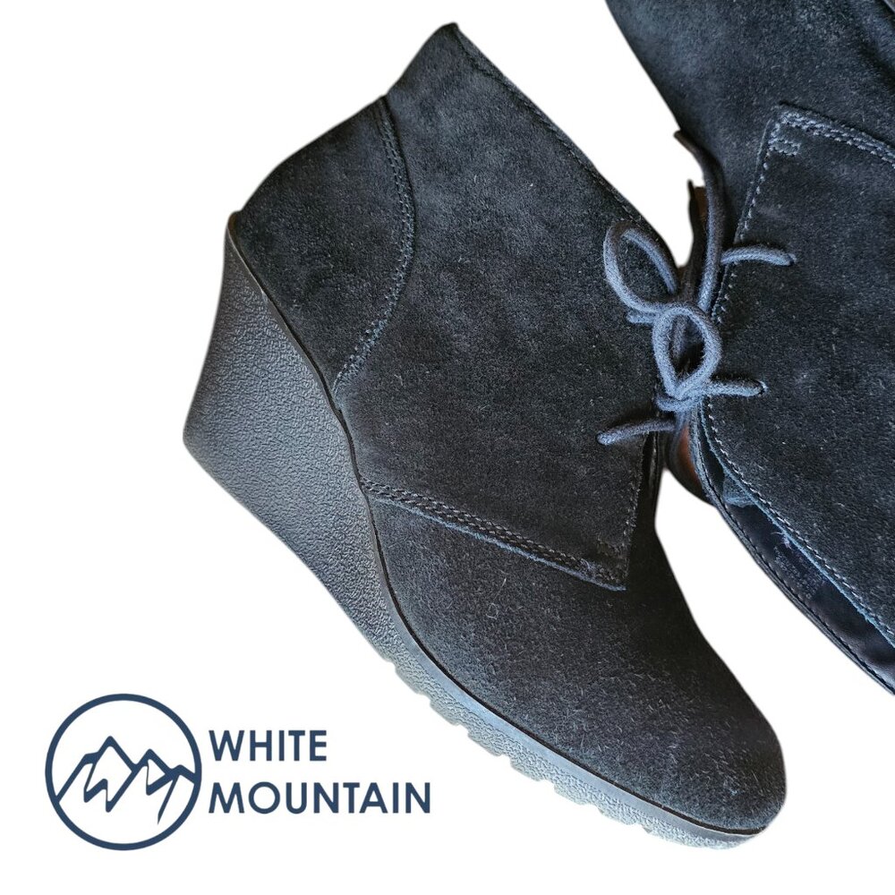 White Mountain 10 M Black Genuine Suede Leather Booties Ankle Boots